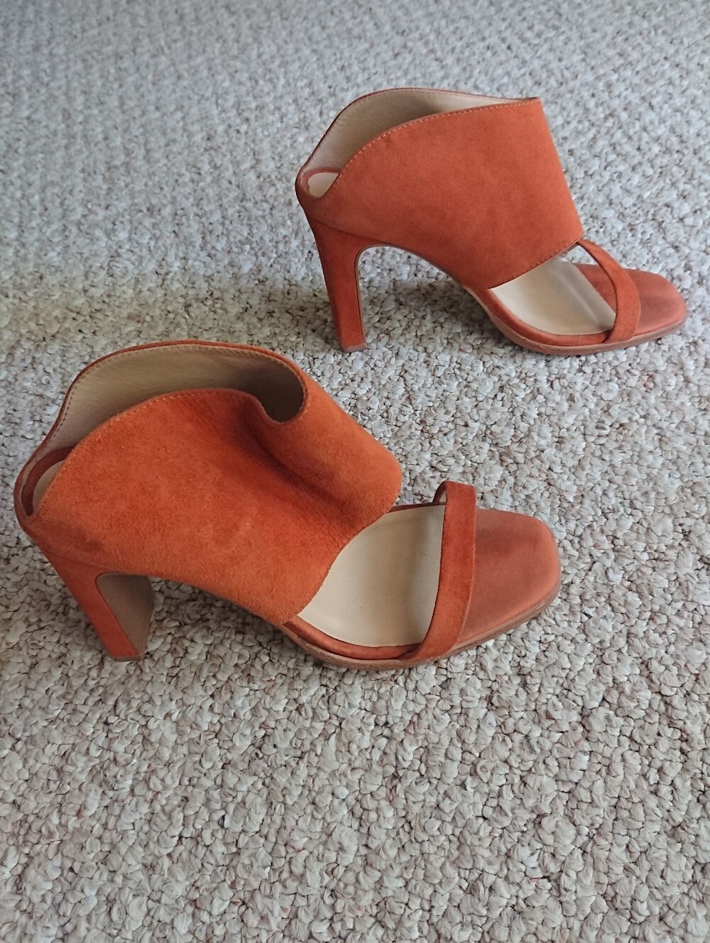 42 Gold Orange Suede leather High Heel Mule Sandals size 7